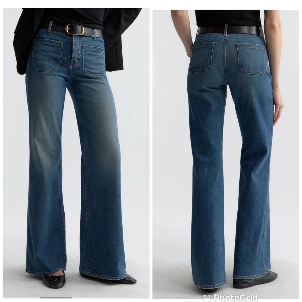 Nili Lotan Florence Denim Jeans In Classic Wash High Rise Flare Leg